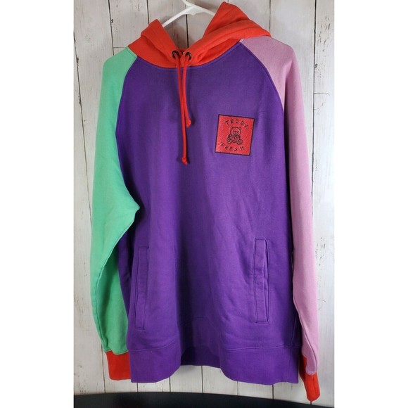 Teddy Fresh Pastel color block hoodie Men's Large Pullover Sweater